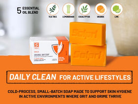Solpri Shield six-pack display highlights value for athletes seeking daily post-workout cleansing.