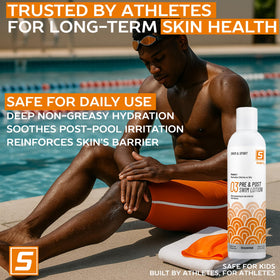 Solpri unscented chlorine protection lotion bottle ready to use.
