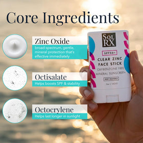 SolRX fragrance-free zinc stick suitable for sensitive skin