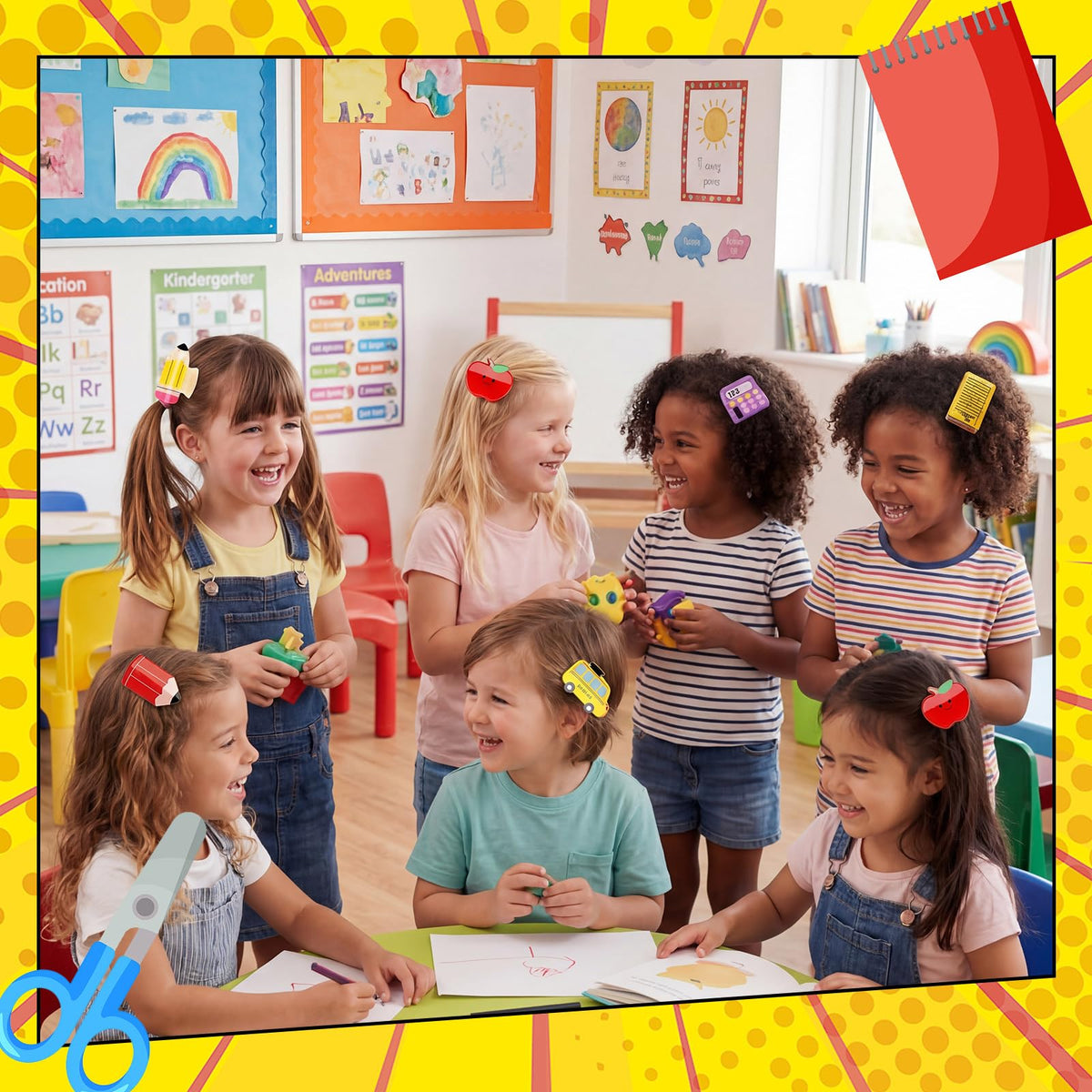 Solsew notebook clip blends function with cute school-inspired design.