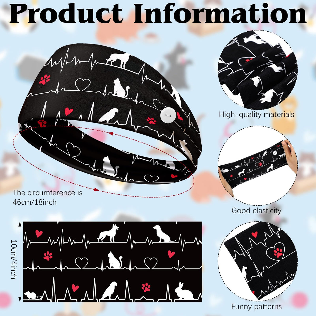 Solsew vet headband with bone design to add style while working with pets