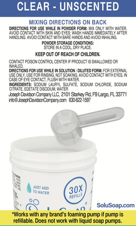 SoluSoap American-European ingredient sourcing shown as high-quality cleaning option.