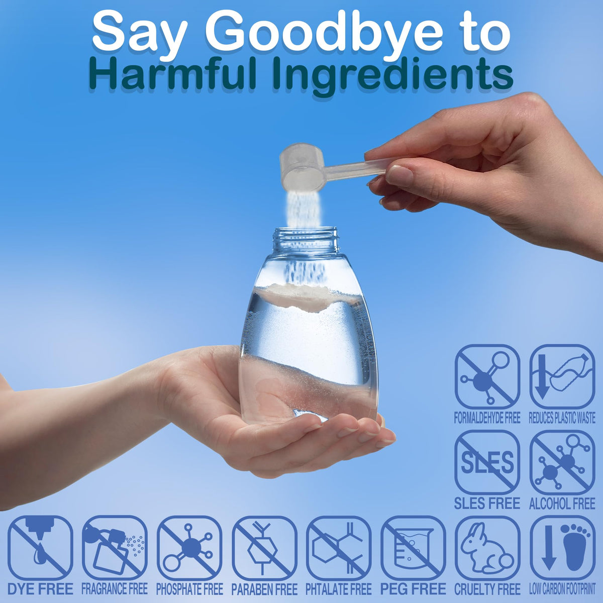 SoluSoap quick-dissolve powder demonstrates instant-ready foam with minimal prep.