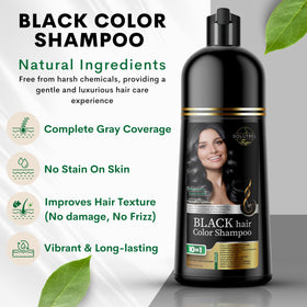 Solutrel color shampoo foam applied to hair for quick gray coverage.