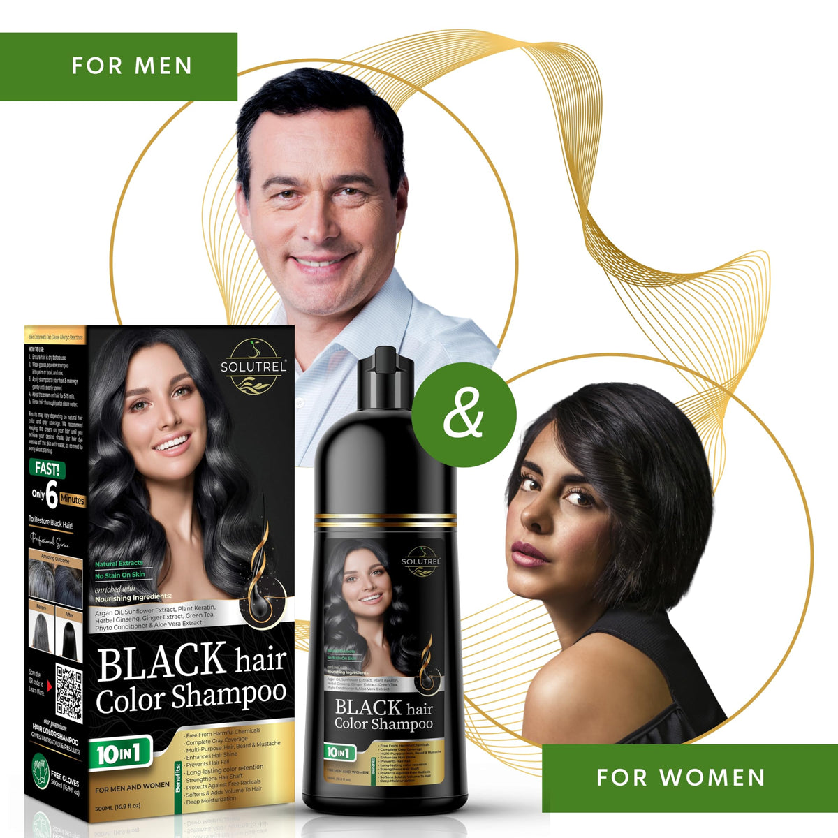 Solutrel skin-stain-free application demonstrates gentle color without staining skin.