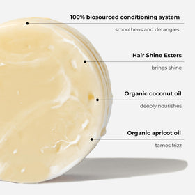 Close-up of Solve Nourishing Solid Conditioner bar highlighting organic ingredients and a sulfate-free formula.