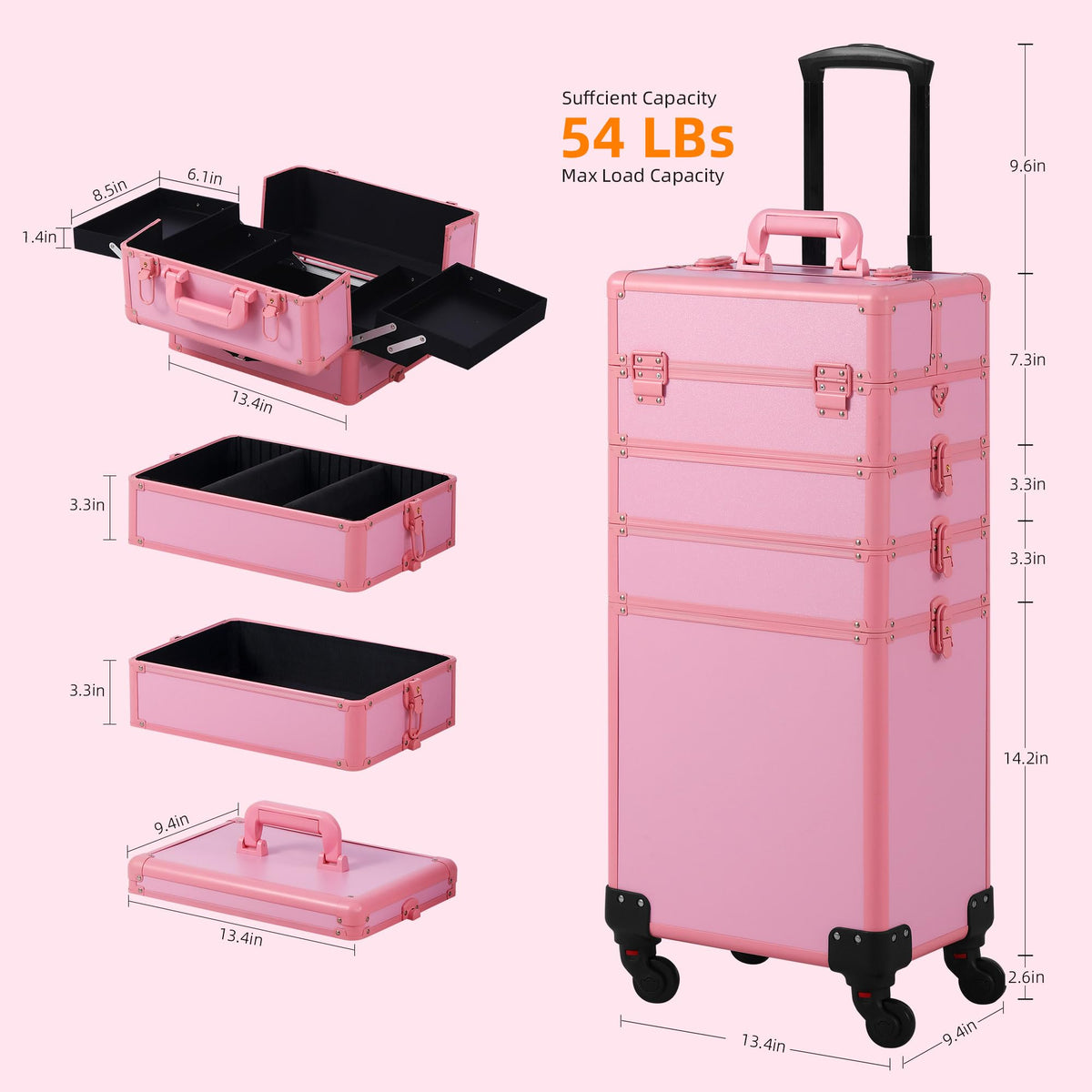Somduy pink makeup case highlights a stylish portable solution