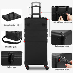 Somduy rolling makeup case bonus lid adds standalone first layer