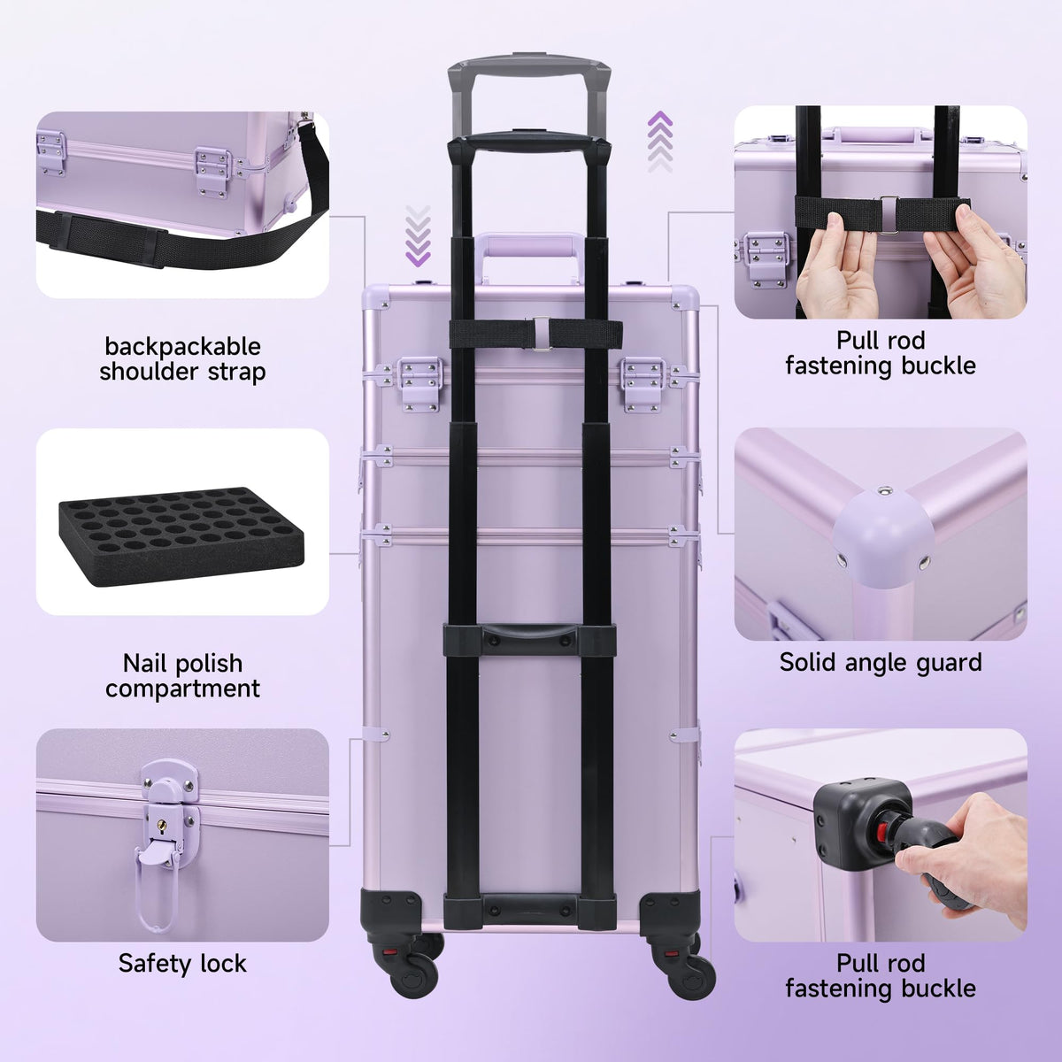 Somduy rolling makeup case detachable compartments adapt to your kit
