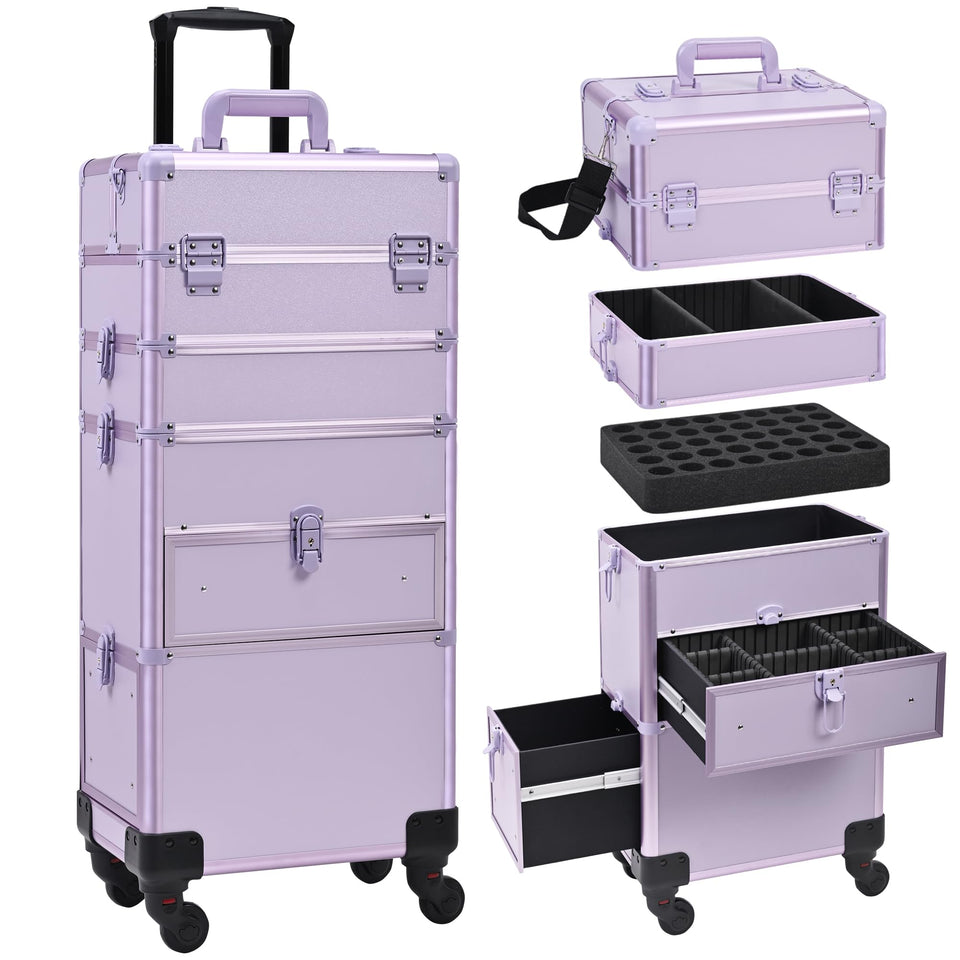 Somduy rolling makeup case with bottom drawer design for organized travel