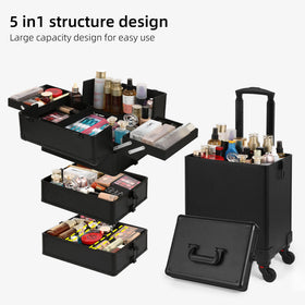 Somduy rolling makeup case locks on each layer keep contents secure