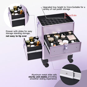 Somduy rolling makeup case locking latches protect contents during transport