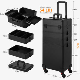Somduy rolling makeup case adjustable telescopic handle for different heights