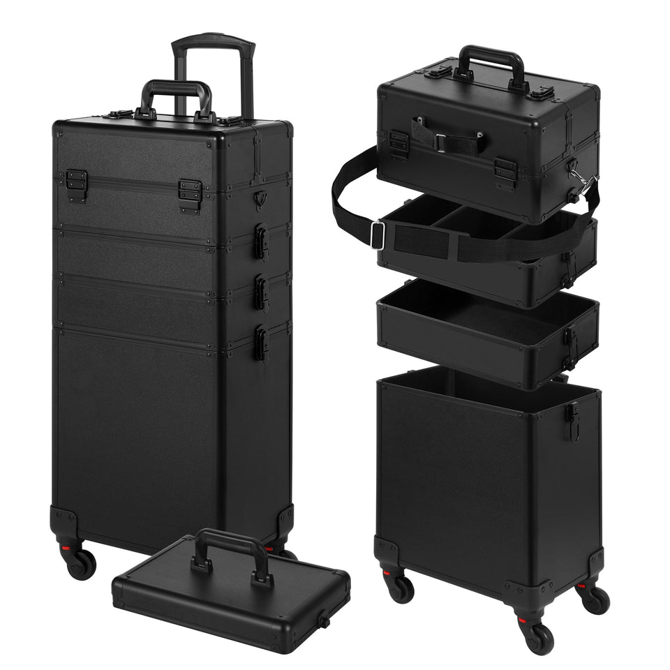 Somduy rolling makeup case top compartment for portable organization