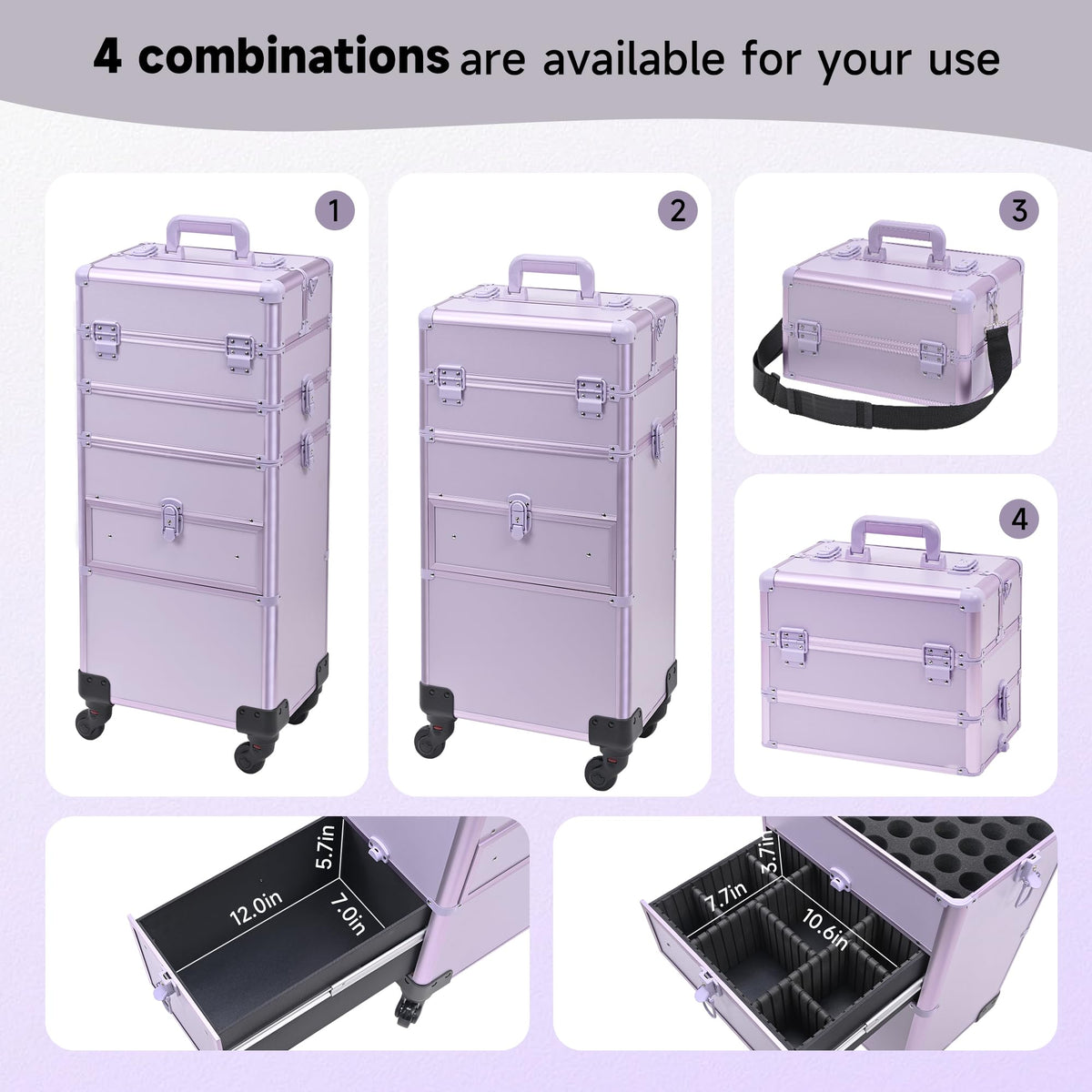 Somduy rolling makeup case with two drawers for quick access