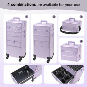 Somduy rolling makeup case with two drawers for quick access