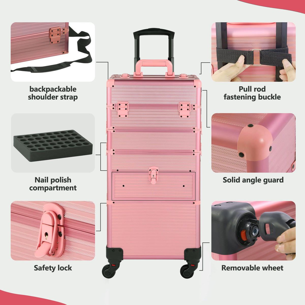 Somduy safety locks and sturdy handles protect gear during transport.
