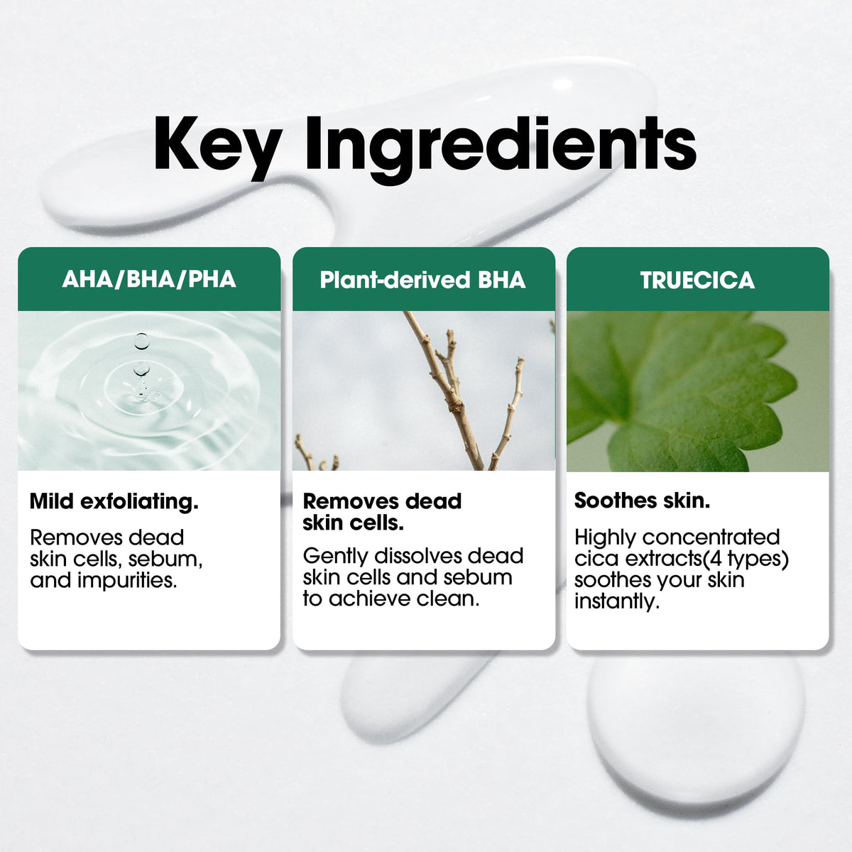 SOME BY MI AHA BHA PHA exfoliation action showing multi-action skin refinement