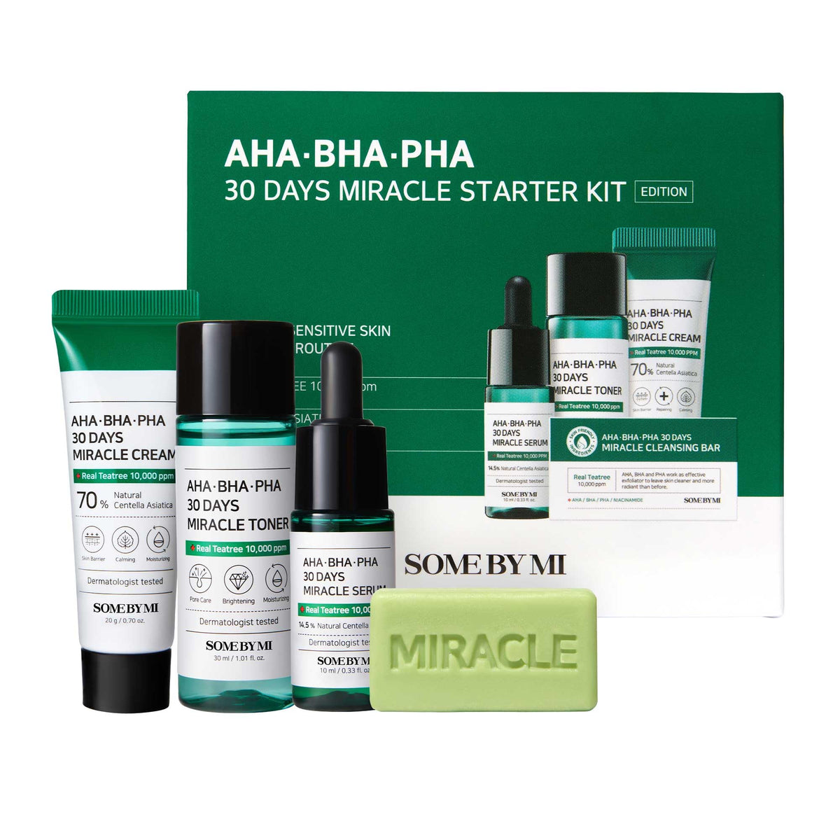 SOME BY MI AHA BHA PHA toner bottle for gentle exfoliation and refined pores.