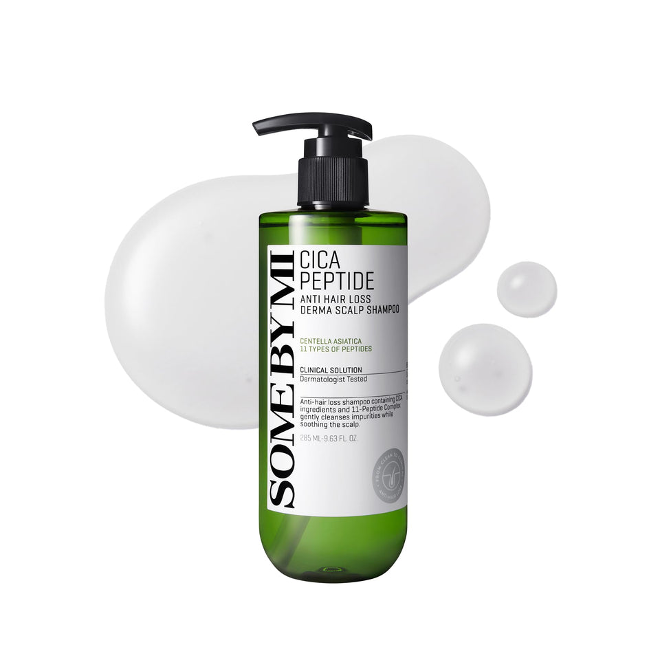 SOME BY MI Cica Peptide Derma Scalp Shampoo bottle for daily cleansing.