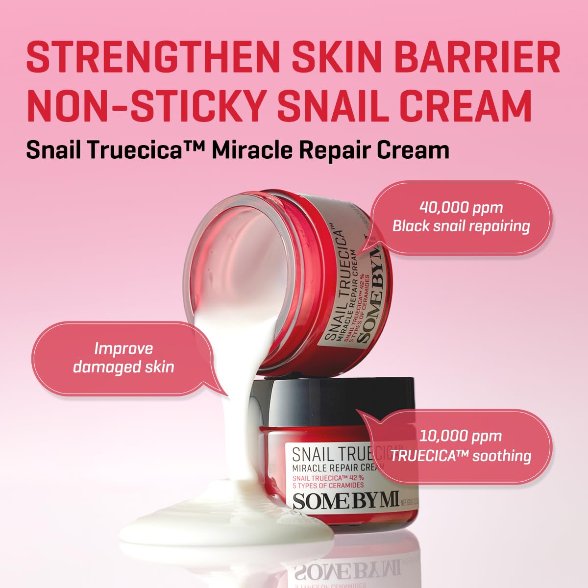 Close-up of SOME BY MI Snail Truecica cream texture for hydration