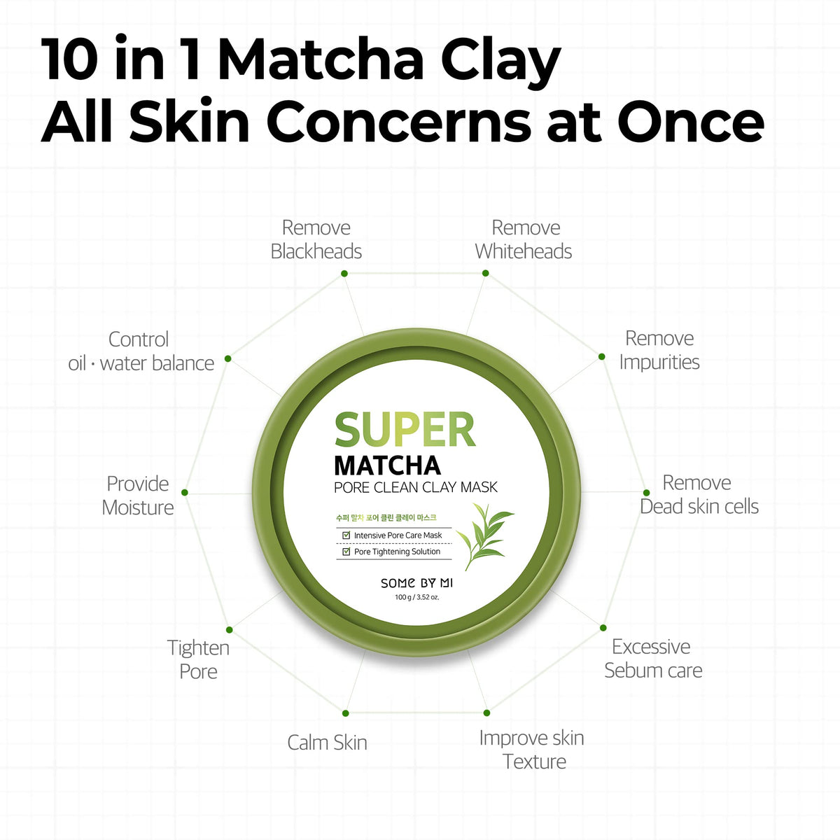 Ingredients panel of SOME BY MI Super Matcha Pore Clean Clay Mask including Salix alba