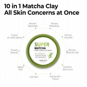 Ingredients panel of SOME BY MI Super Matcha Pore Clean Clay Mask including Salix alba
