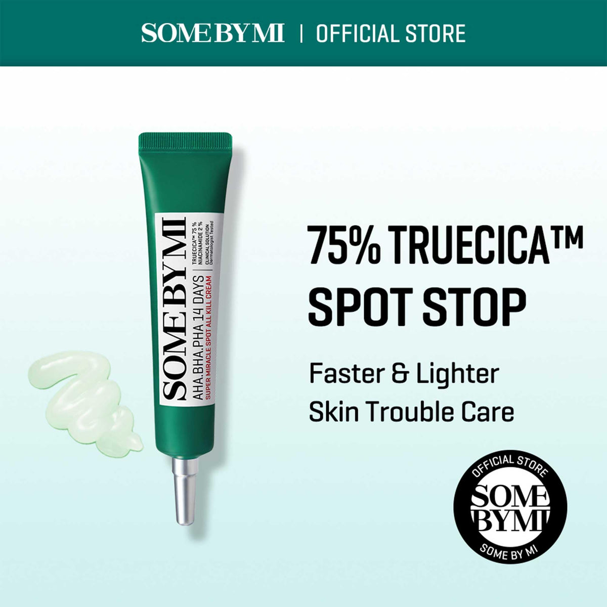 SOME BY MI Truecica 75% blend bottle emphasizing skin-calming formula.