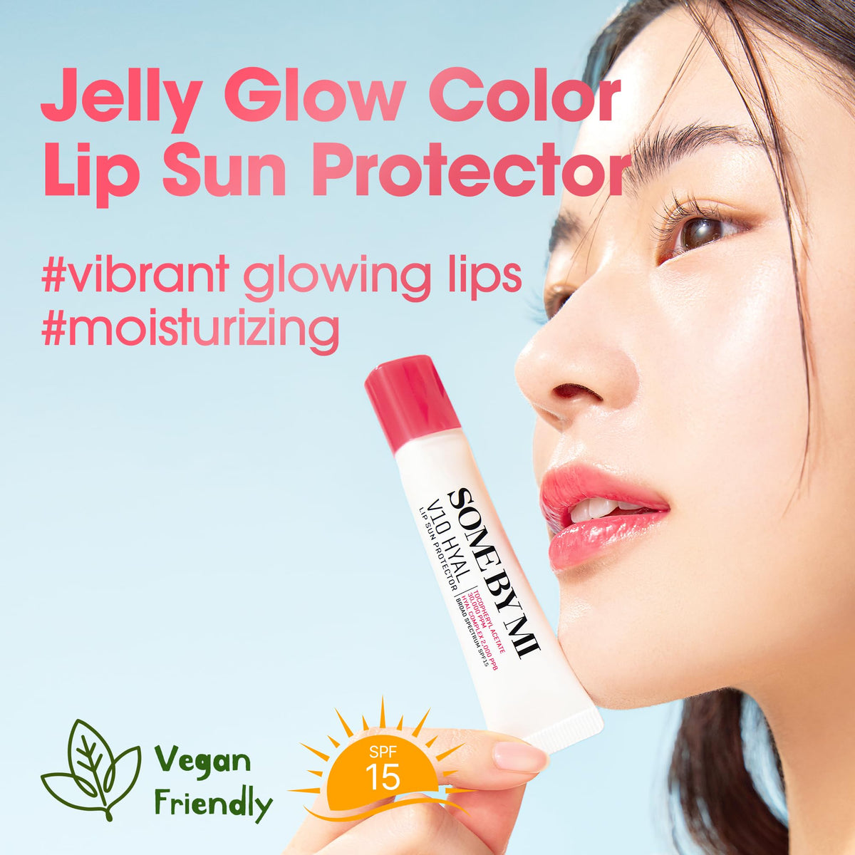 SOME BY MI V10 Hyal Lip Sun Protector Berry tube closeup showing the tinted lip balm