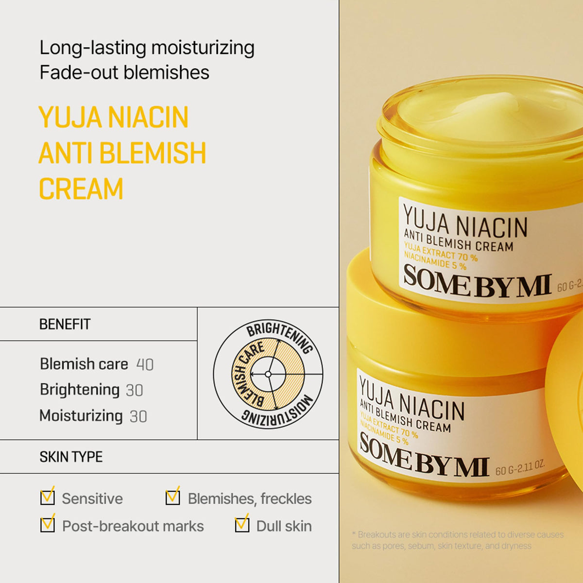 Some By Mi Yuja Niacin Anti Blemish Cream texture swirl and cream consistency