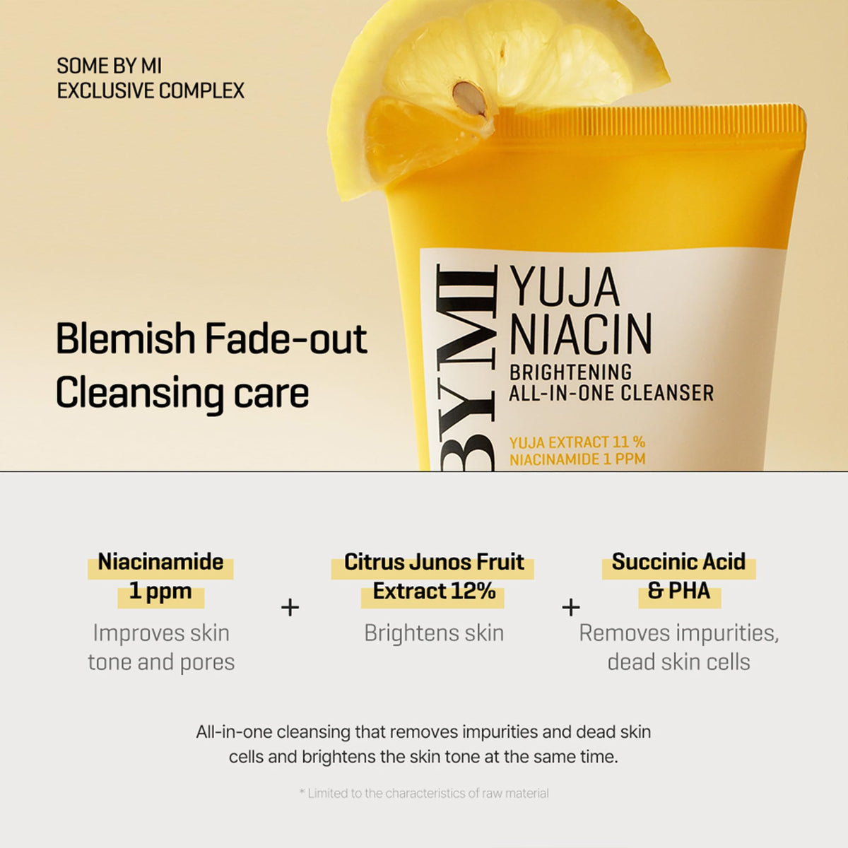 Rich foam of SOME BY MI Yuja Niacin Brightening Cleanser on skin during lather