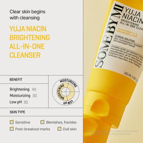 Pump dispense of SOME BY MI Yuja Niacin Brightening Cleanser for easy daily use