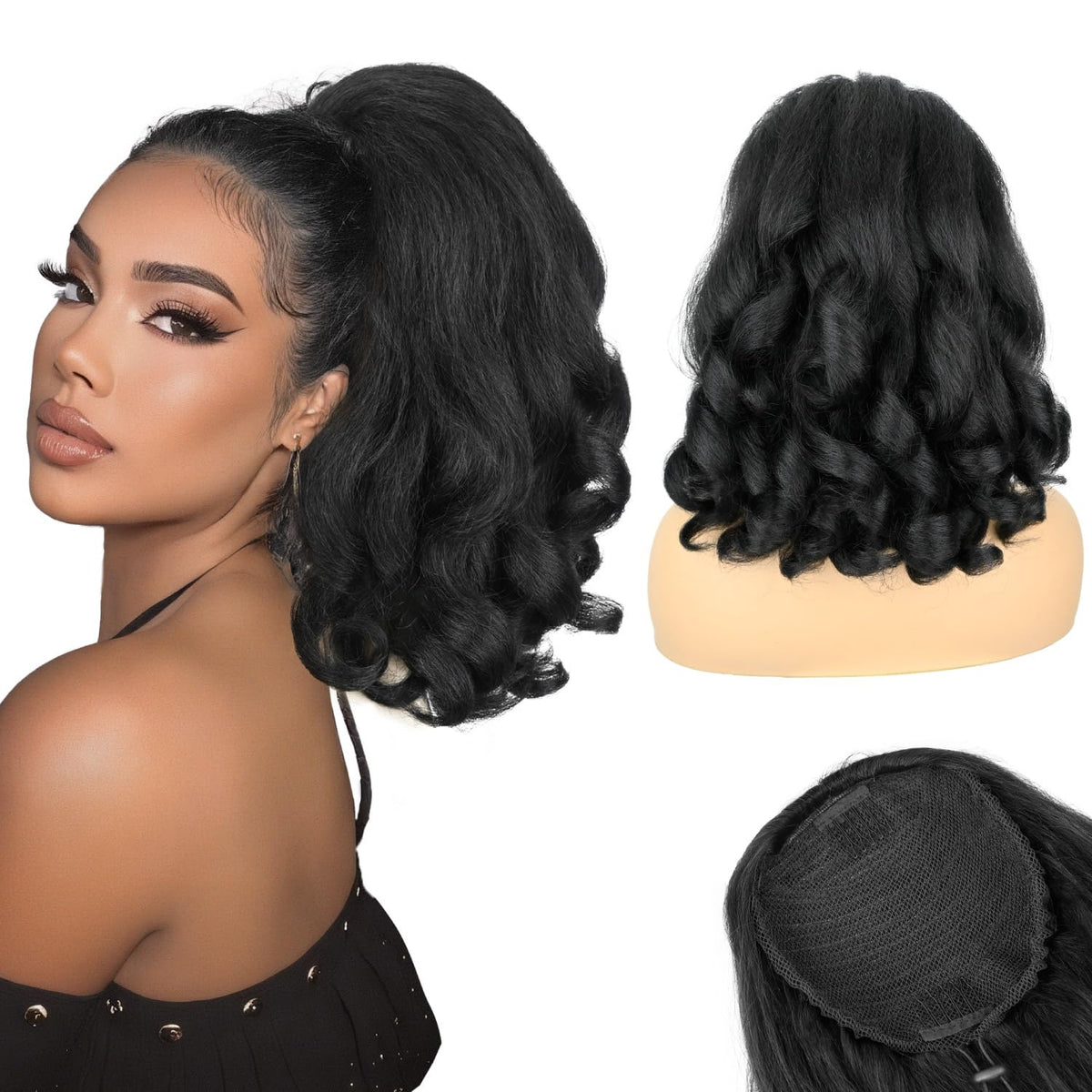 SOMOREATY 16-inch ponytail with curly ends for instant volume.