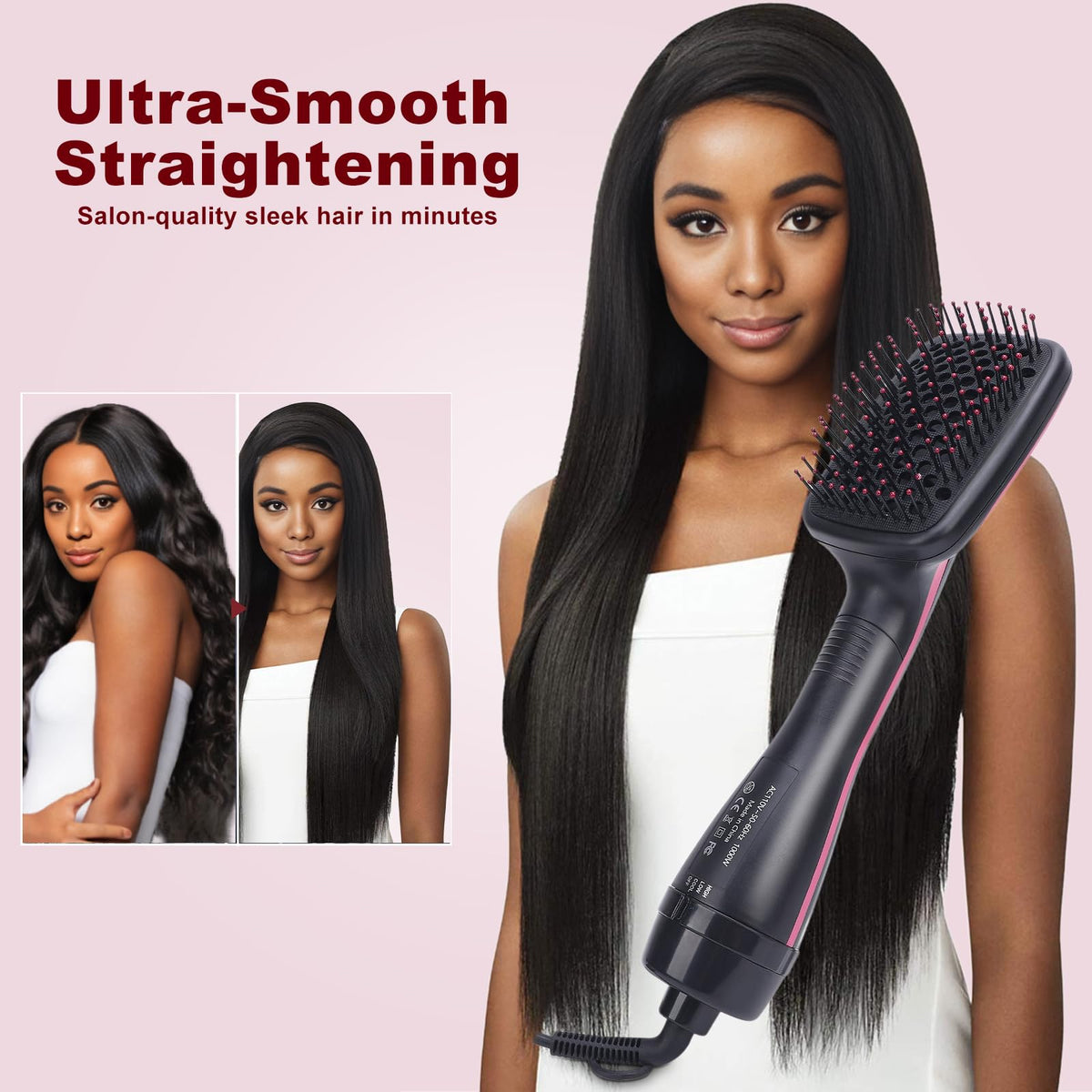 Sonew ceramic-coated plates protect hair with gentle heat while straightening.
