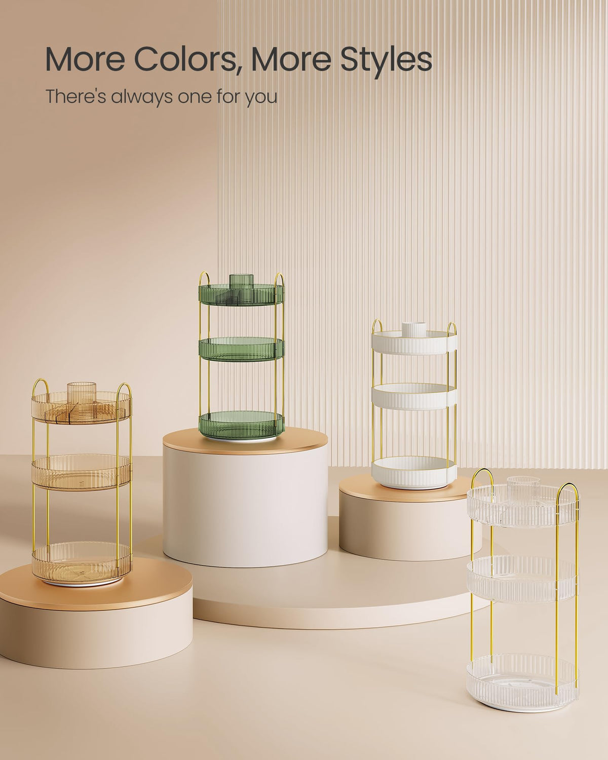 SONGMICS makeup organizer 360-degree rotation for easy access.