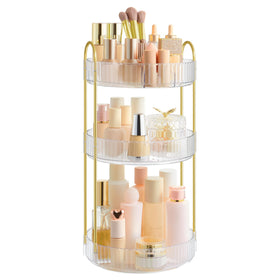 SONGMICS makeup organizer top view with clear compartments for easy access.