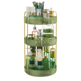 SONGMICS makeup organizer with 3-tier rotating design for easy cosmetics access.