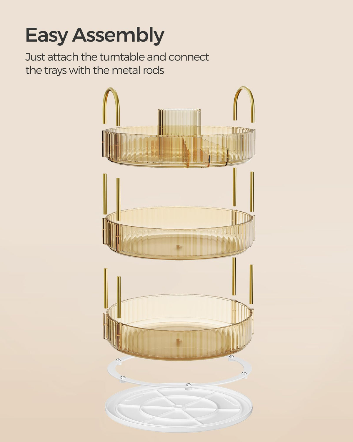 SONGMICS champagne-gold vanity organizer emphasizes elegant finish