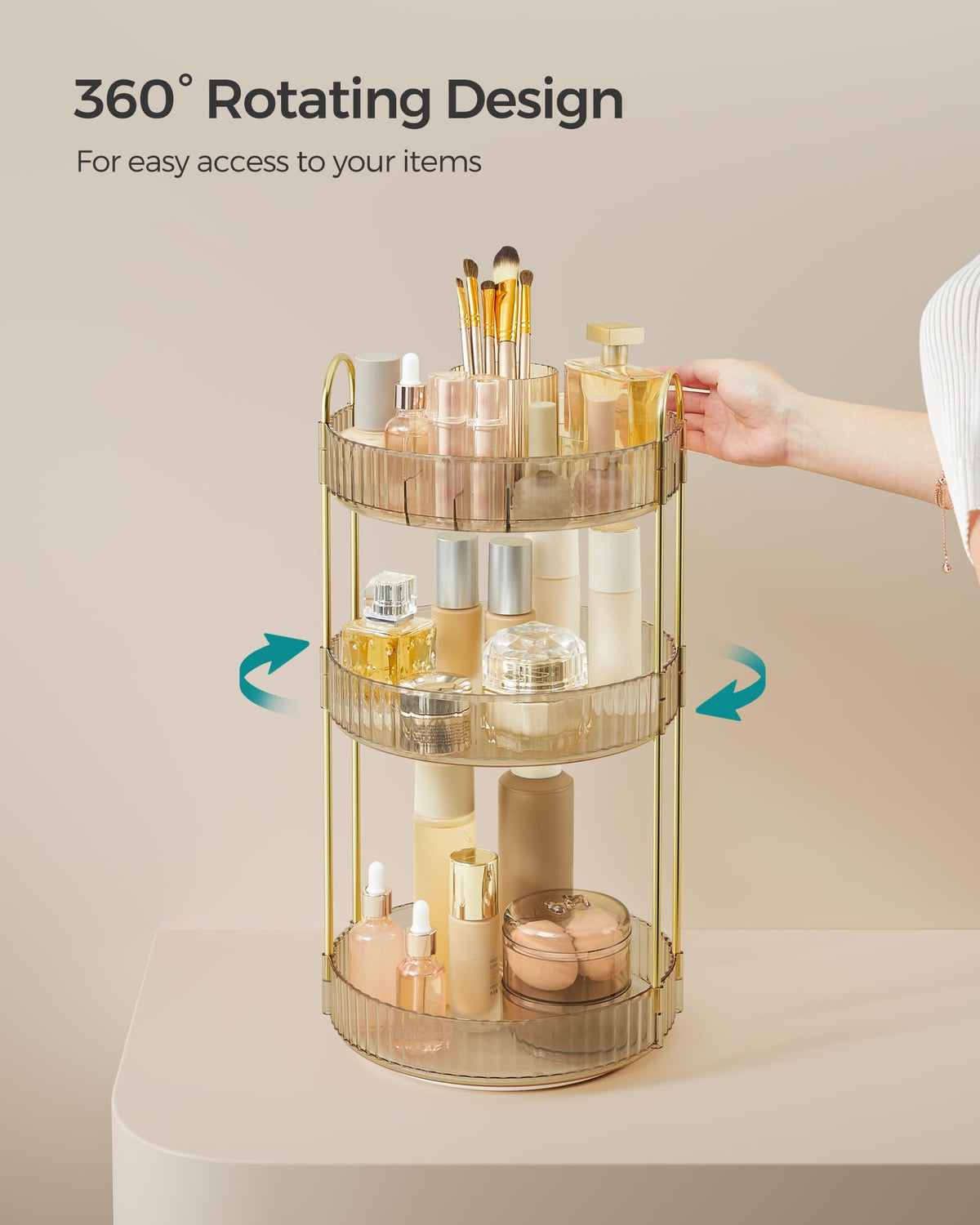 SONGMICS edge-detail of the rotating organizer keeps items secure during rotation