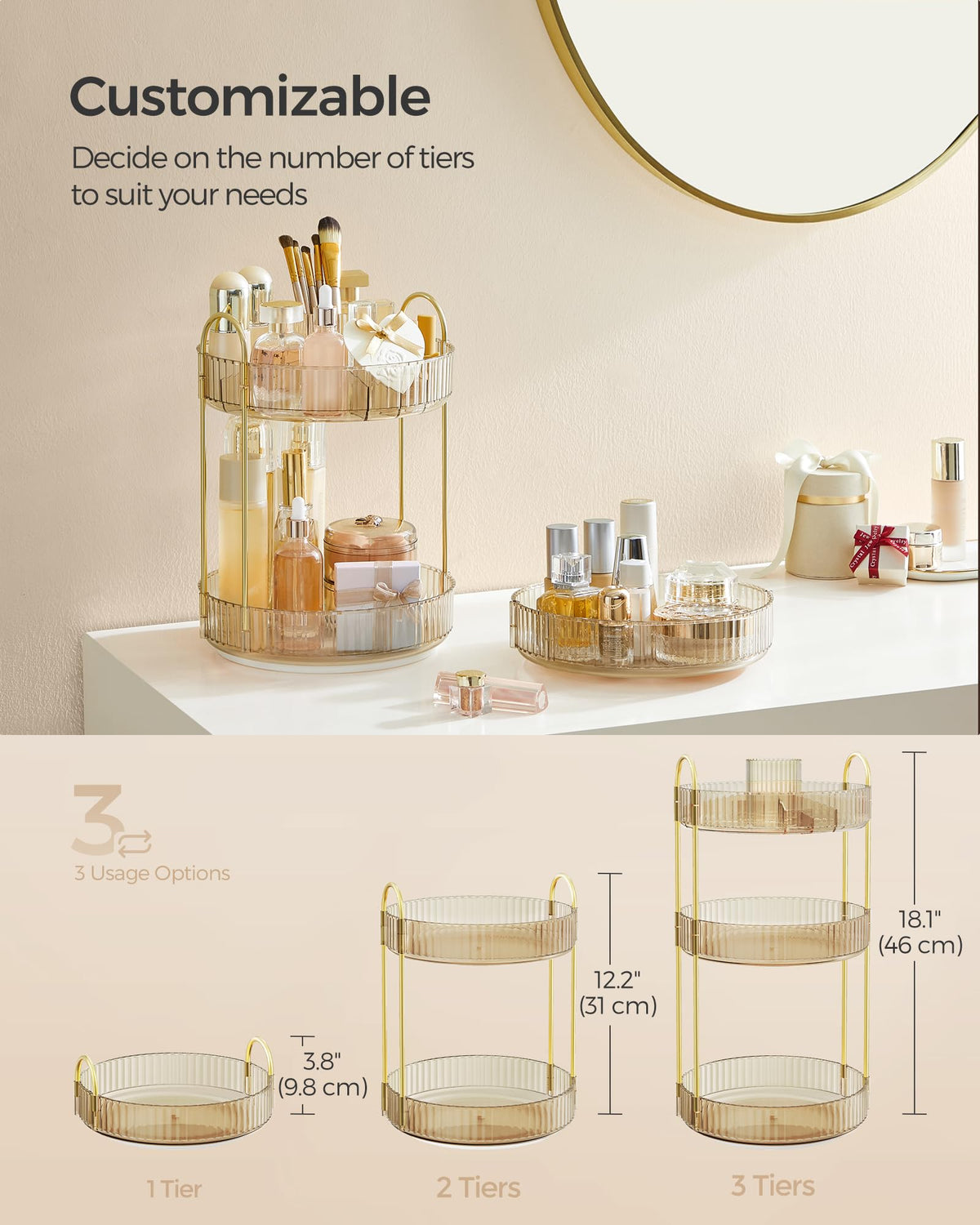 SONGMICS lower-shelf storage ideal for skincare and cosmetics