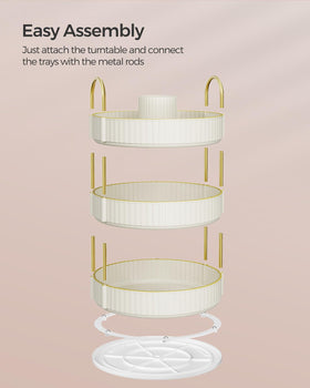 SONGMICS makeup organizer rotating keeps vanity essentials accessible and tidy during routines.