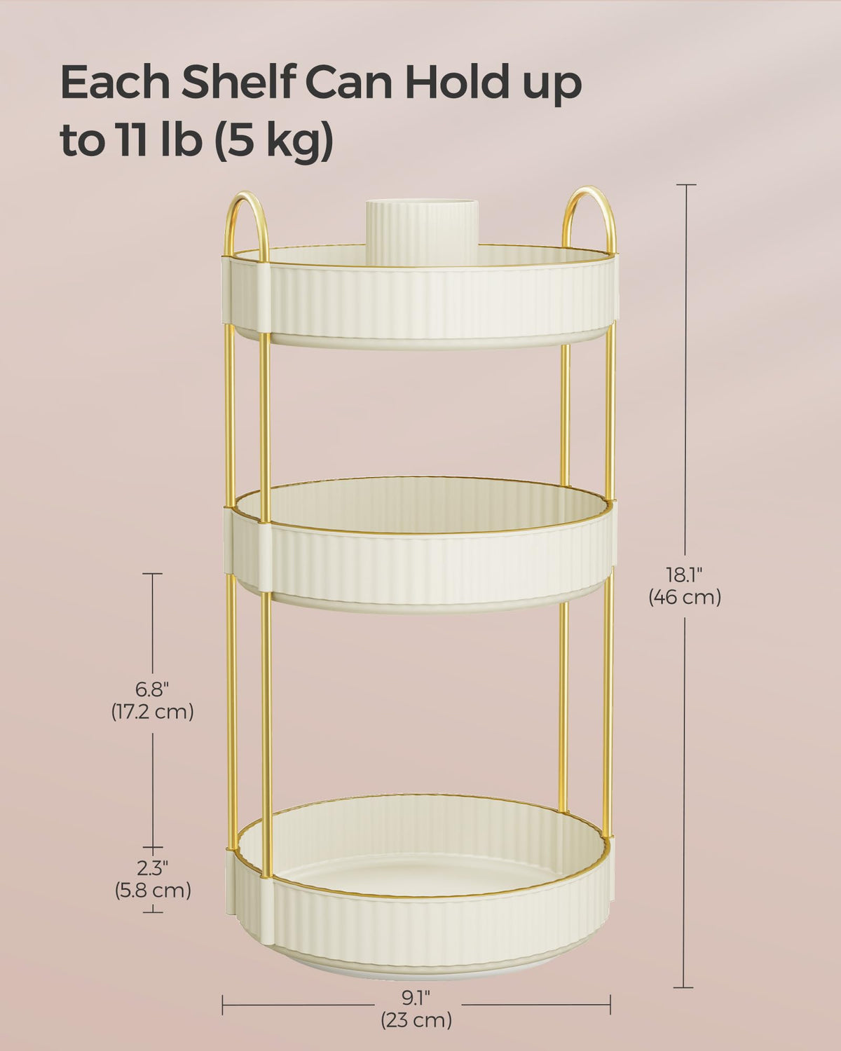 SONGMICS makeup organizer metal-plated construction adds sturdy stability for daily use.