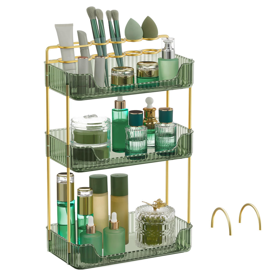 SONGMICS makeup organizer on vanity top keeps cosmetics neatly organized