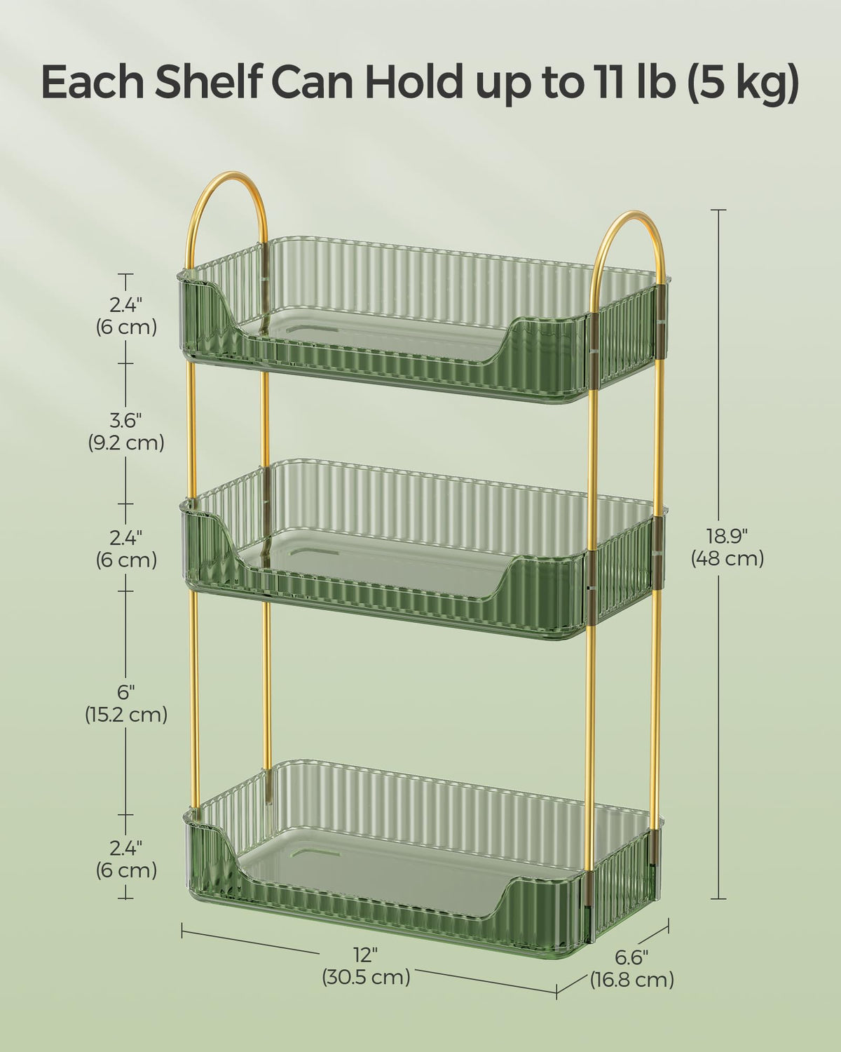 SONGMICS pale green metal frame adds stylish durable vanity storage
