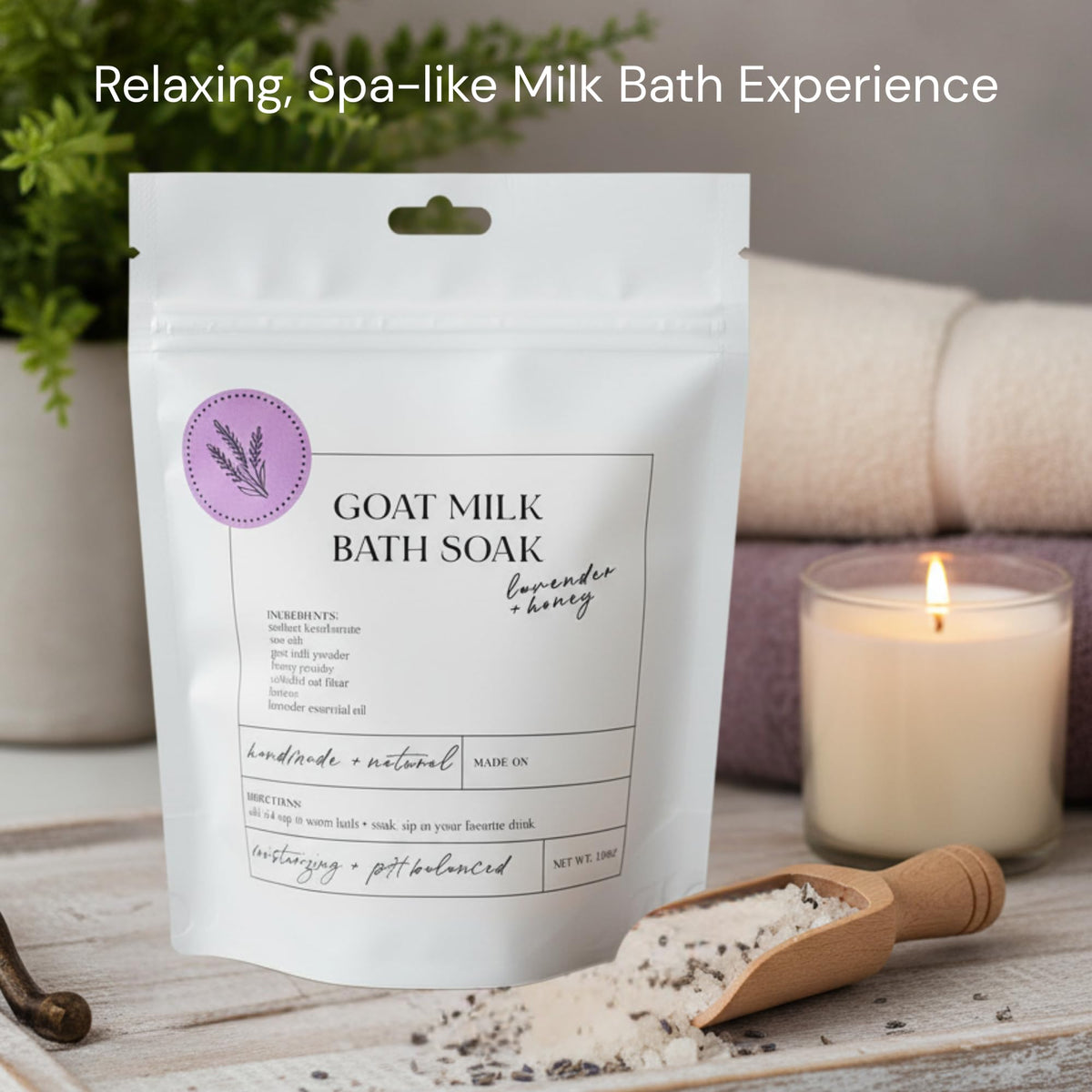 Creamy bath in a tub using Sonshine Minerals Goat Milk Bath Soak