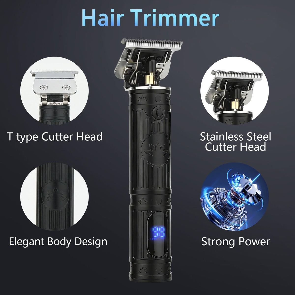 Soonsell hair clipper LED display features quick power status.