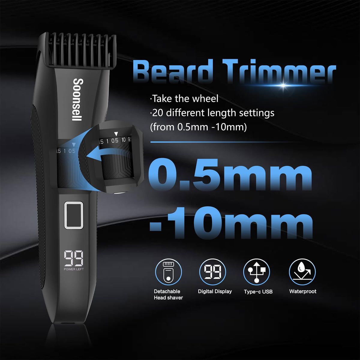 Soonsell Manscape Body Trimmer with LED light for better visibility during grooming