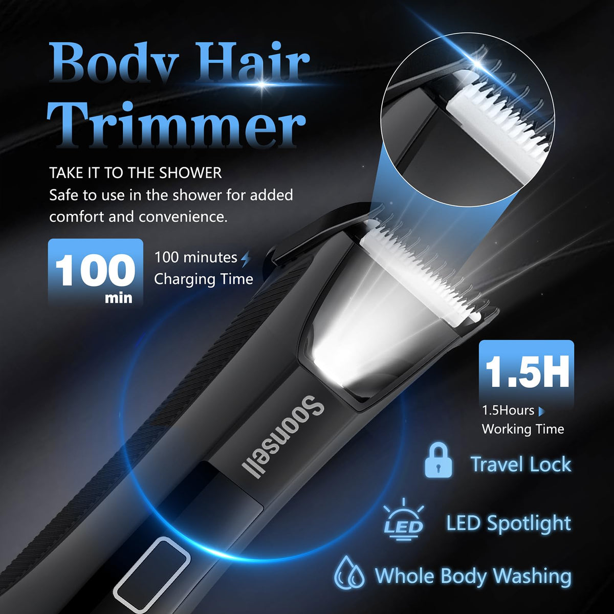 Soonsell Manscape Face Shaver with dual‑action head for a close finish