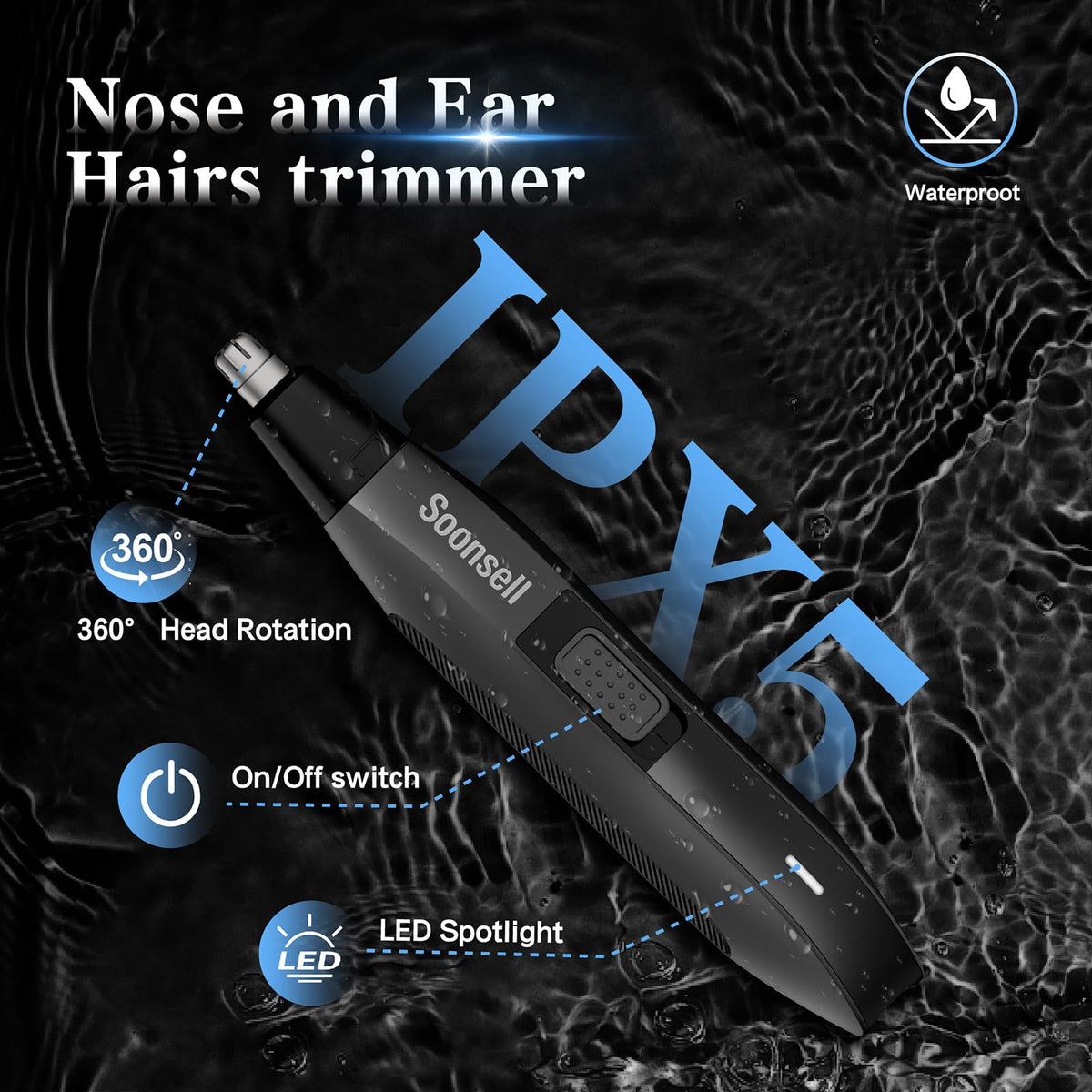 Soonsell Manscape Waterproof Trimmer for wet and dry use in any setting