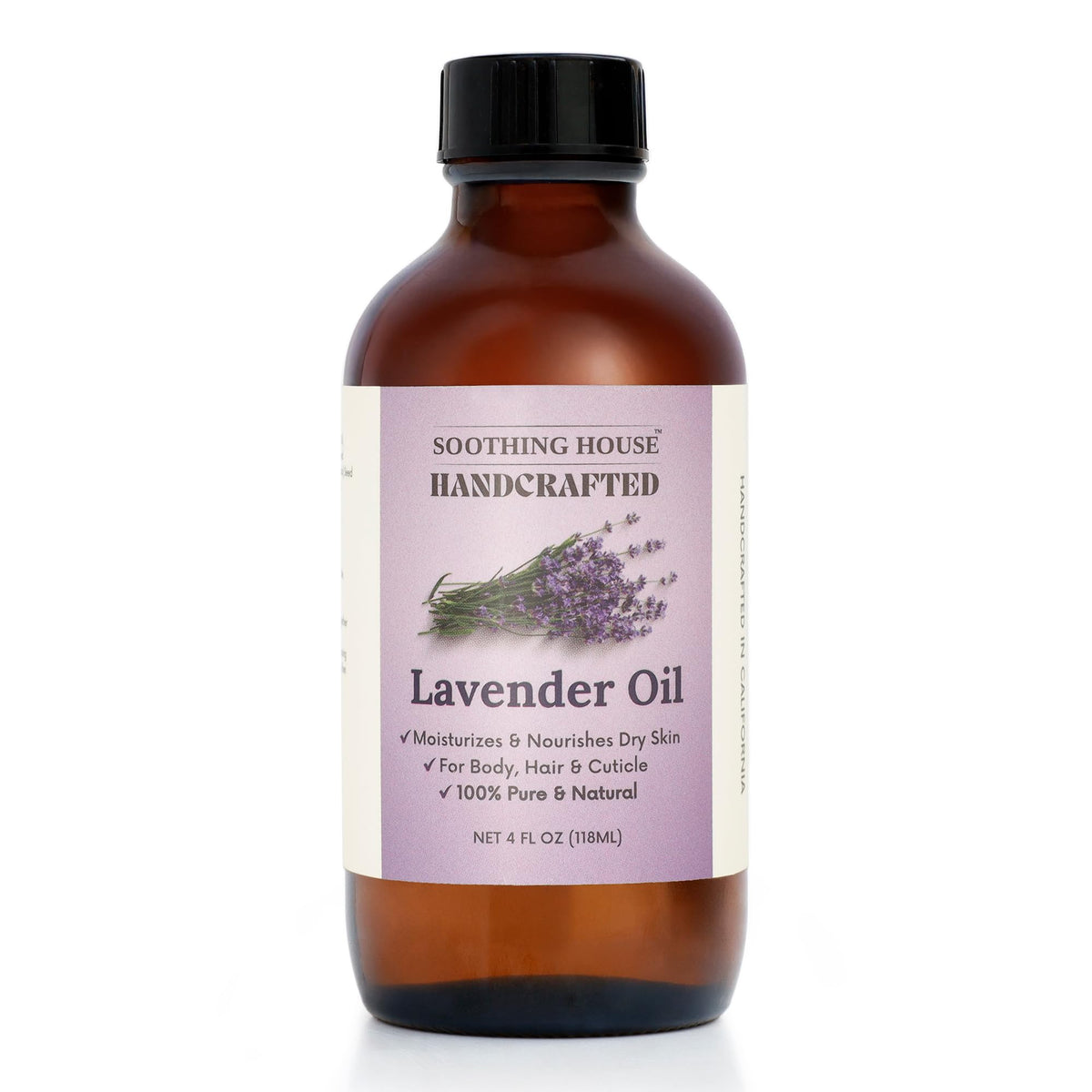 Soothing House Lavender After-Shower Oil being poured for quick absorption on skin